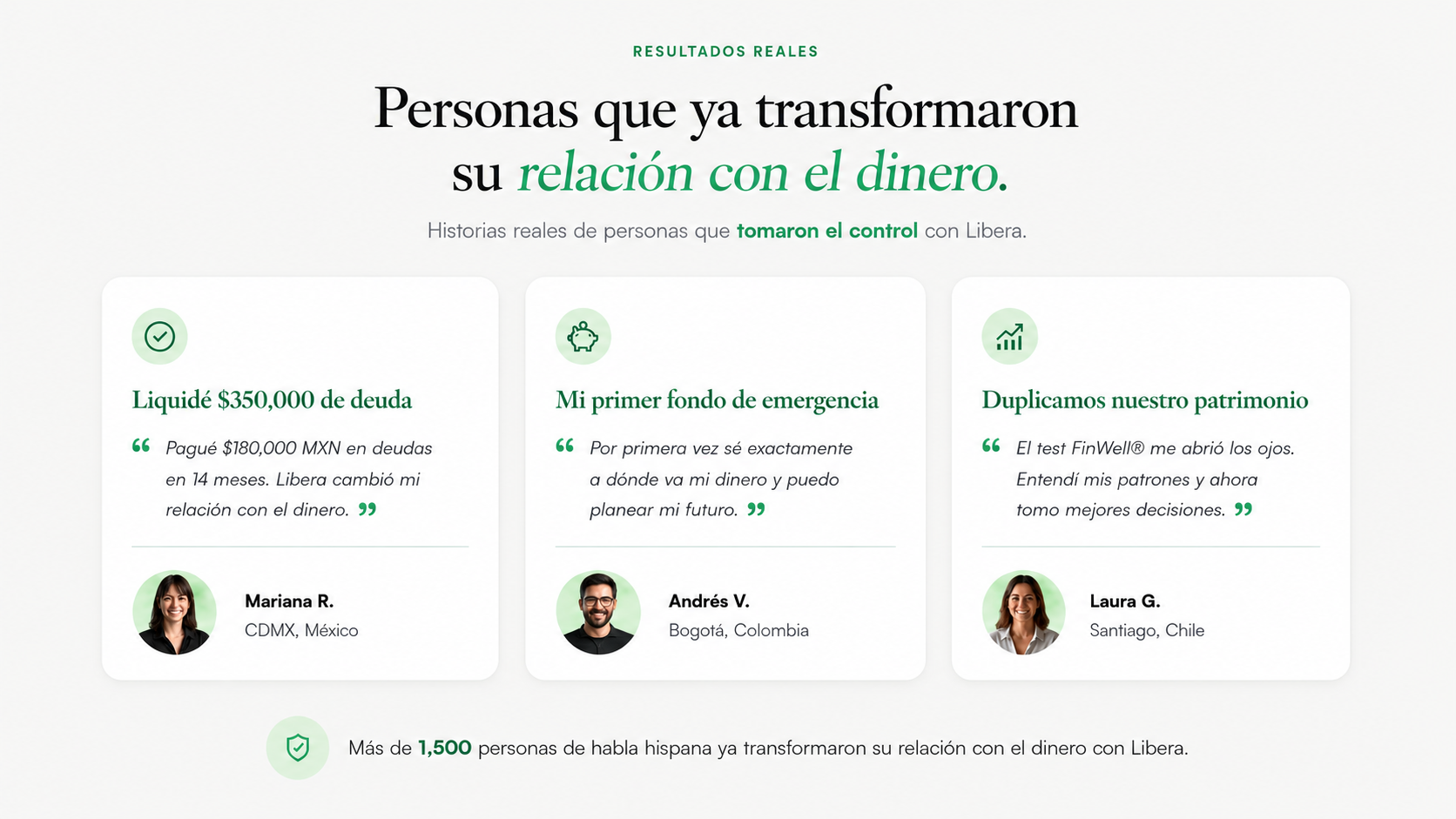 Testimonios de usuarios de Libera